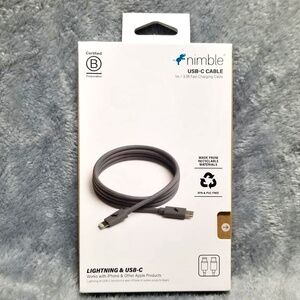 NEW, Nimble Lightning to USB-C Fast Charging Cable, 1 Meter/3.3ft, MFi Certified